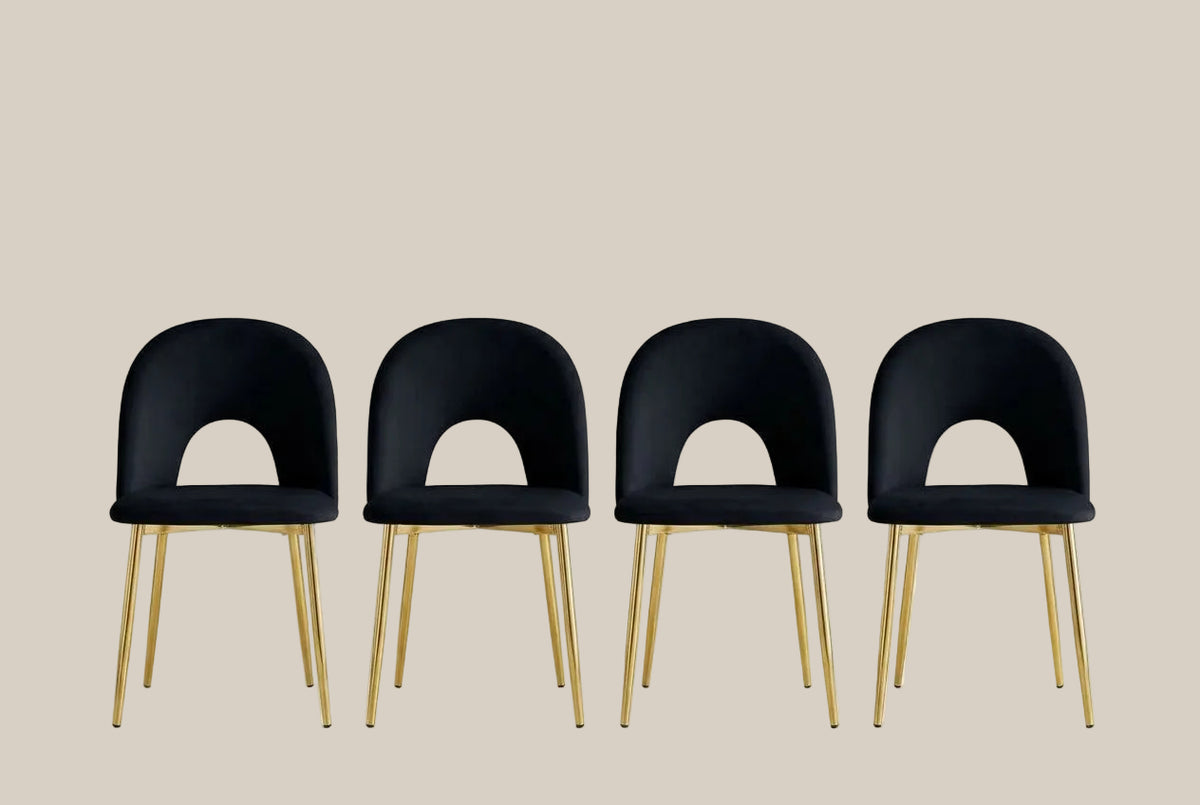 Netherby — Chaise en velours noir, piètement gold — vue 5