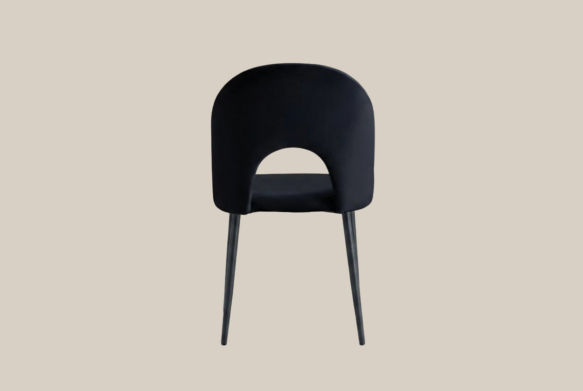 Netherby — Chaise en velours noir, piètement métal noir — vue 3