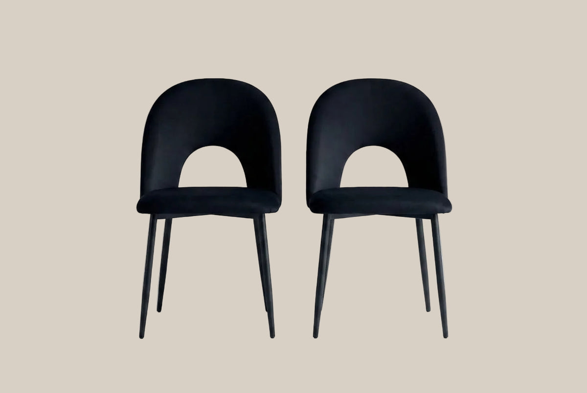 Netherby — Chaise en velours noir, piètement métal noir — vue 4