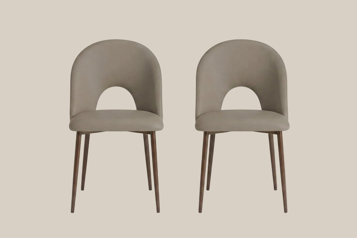 Netherby — Chaise en velours taupe, piètement effet noyer — vue 4