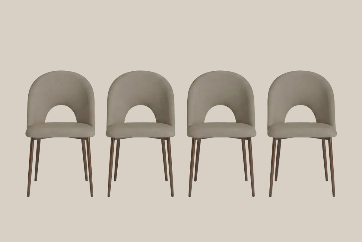 Netherby — Chaise en velours taupe, piètement effet noyer — vue 5