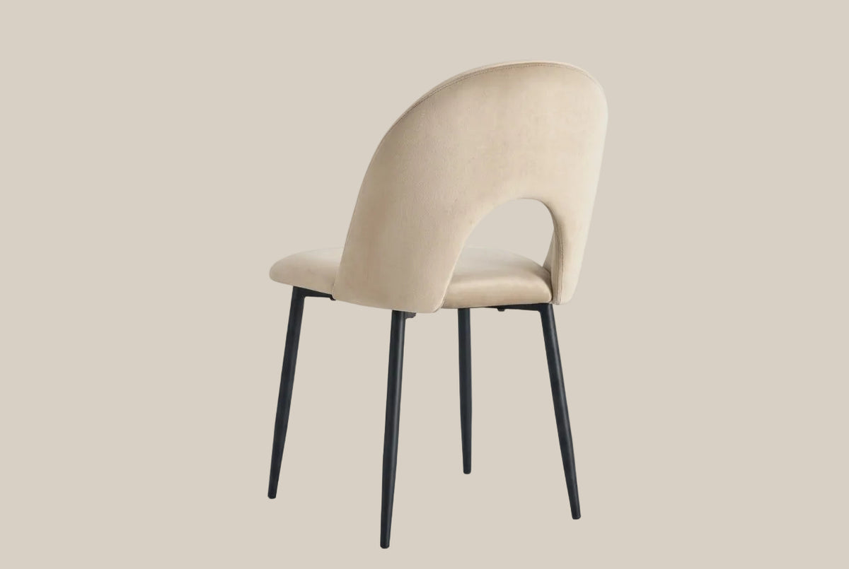 Netherby — Chaise en velours taupe, piètement métal noir — vue 3