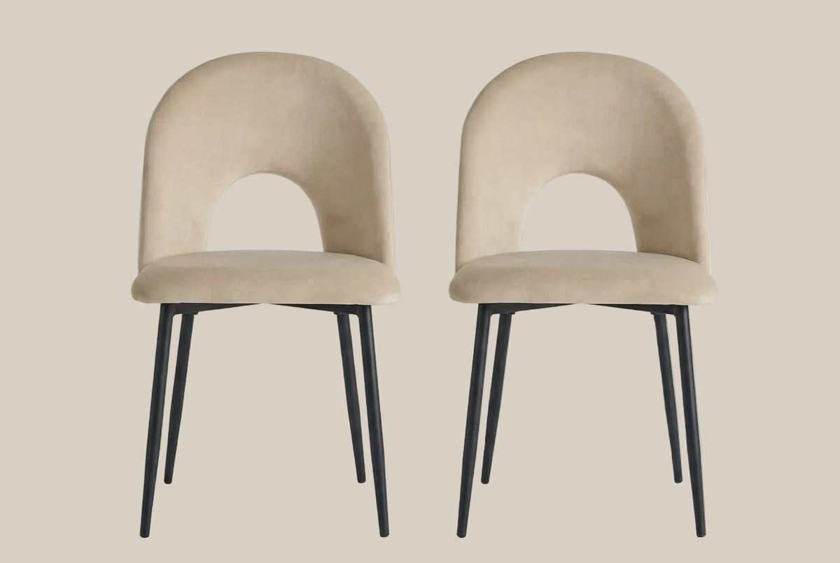 Netherby — Chaise en velours taupe, piètement métal noir — vue 4