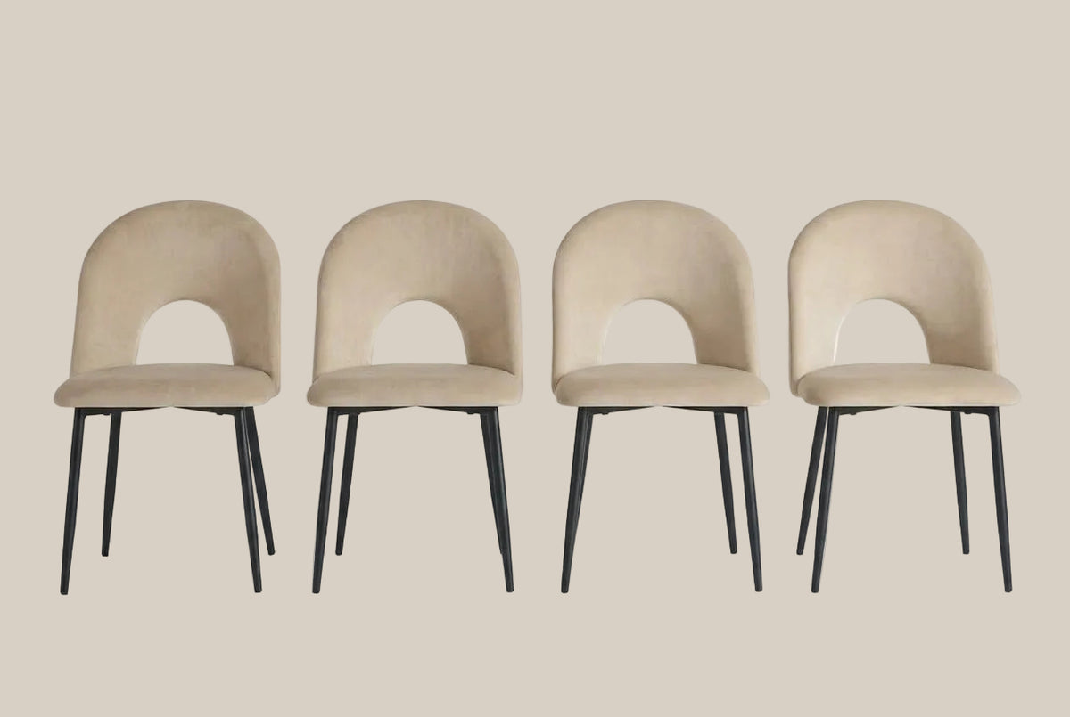 Netherby — Chaise en velours taupe, piètement métal noir — vue 5
