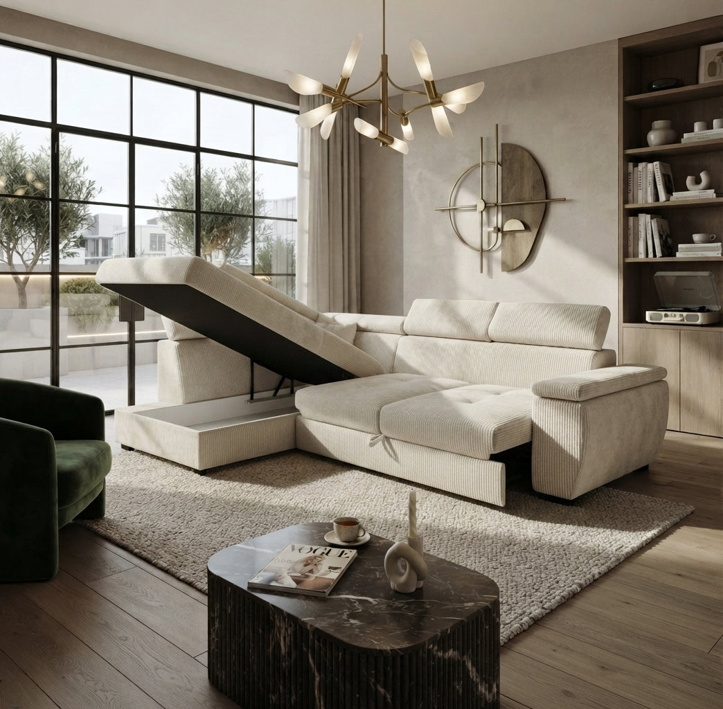 Oakleigh – Canapé d'angle convertible en tissu côtelé — vue 3
