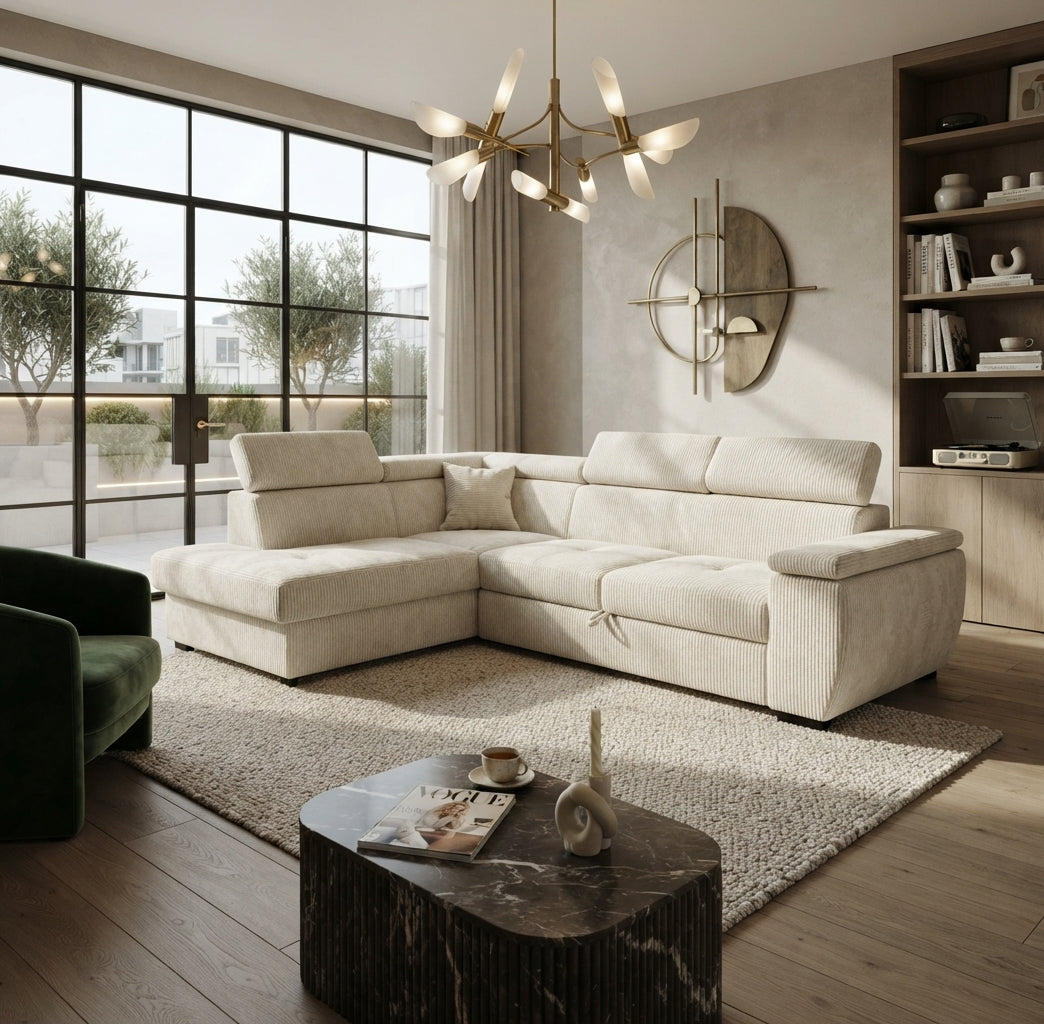 Oakleigh – Canapé d'angle convertible en tissu côtelé — vue 2