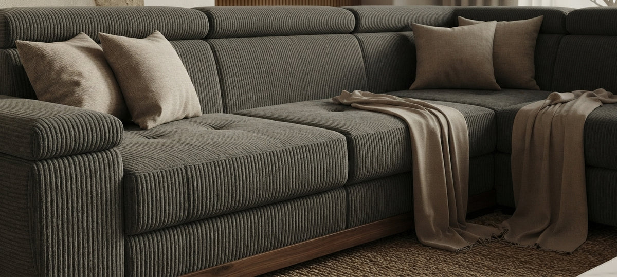 Oakleigh – Canapé d'angle convertible en tissu côtelé — vue 6
