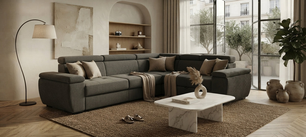 Oakleigh – Canapé d'angle convertible en tissu côtelé — vue 5