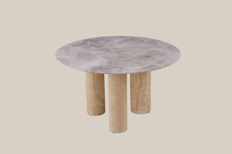 Oxbrook — Table à manger en céramique effet marbre gris en situation