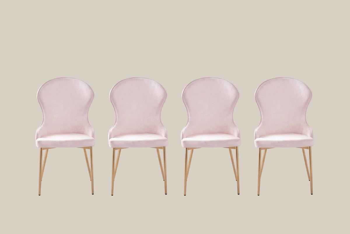 Pinehurst — Chaise en velours beige, piètement gold — vue 5