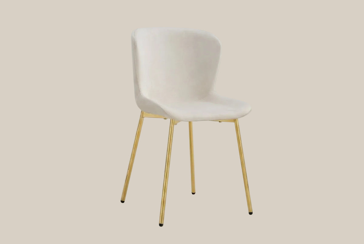 Rosemont — Chaise en velours écru, piètement gold — vue 2