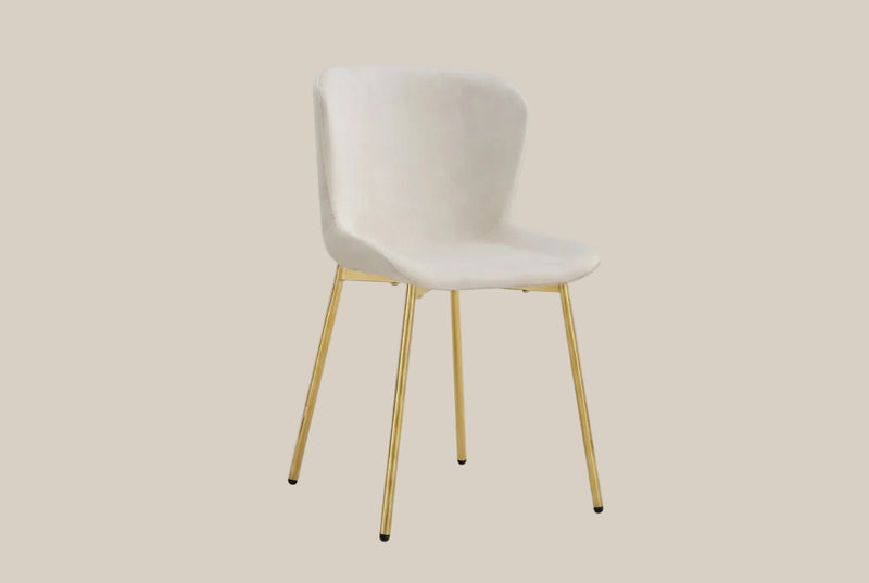 Rosemont — Chaise en velours écru, piètement gold