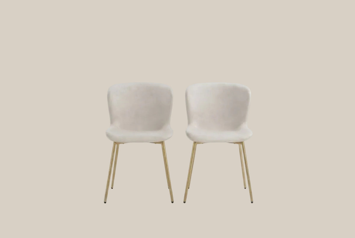 Rosemont — Chaise en velours écru, piètement gold — vue 4
