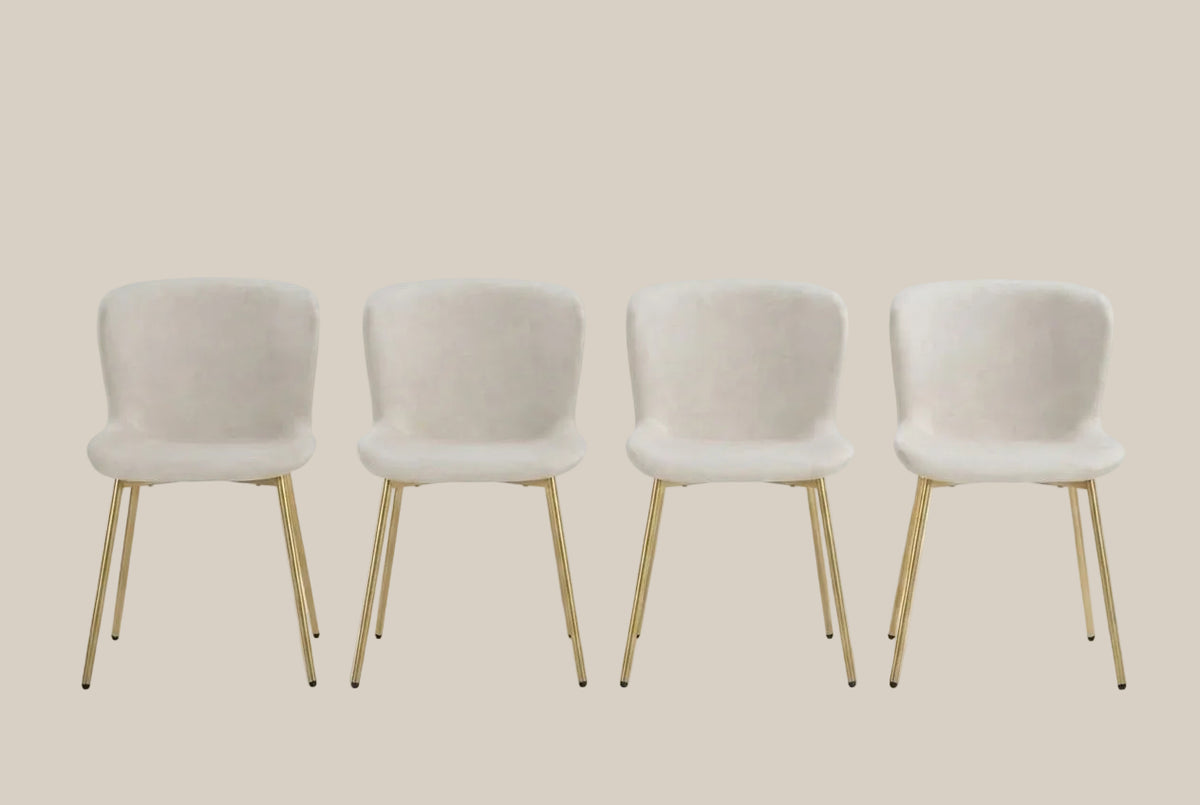 Rosemont — Chaise en velours écru, piètement gold — vue 5