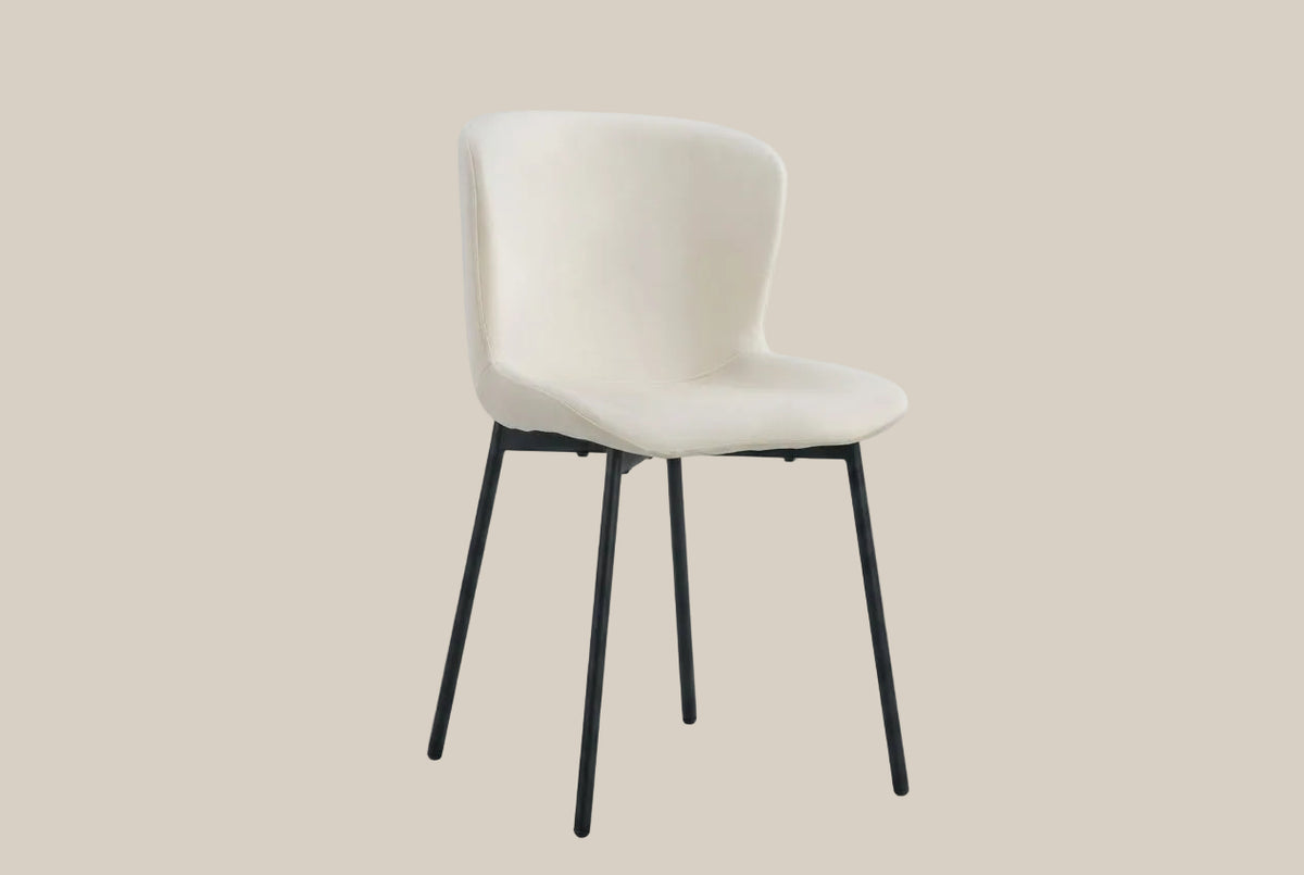 Rosemont — Chaise en velours écru, piètement métal noir — vue 2