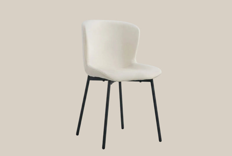 Rosemont — Chaise en velours écru, piètement métal noir