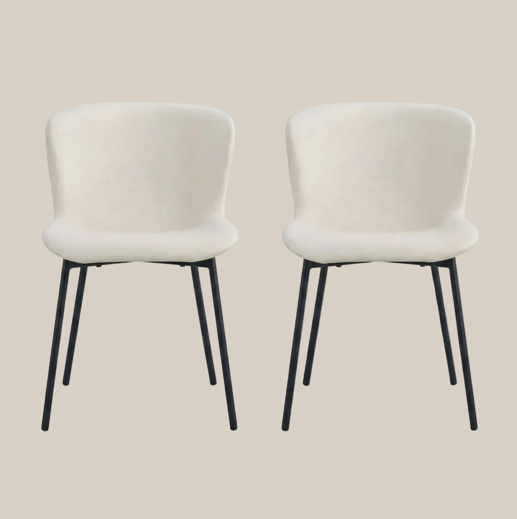 Rosemont — Chaise en velours écru, piètement métal noir — vue 4