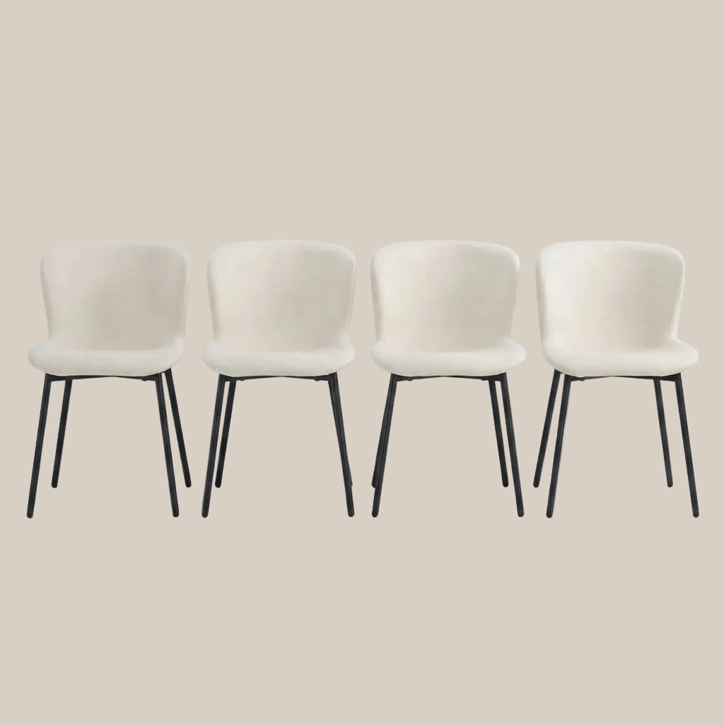 Rosemont — Chaise en velours écru, piètement métal noir — vue 5