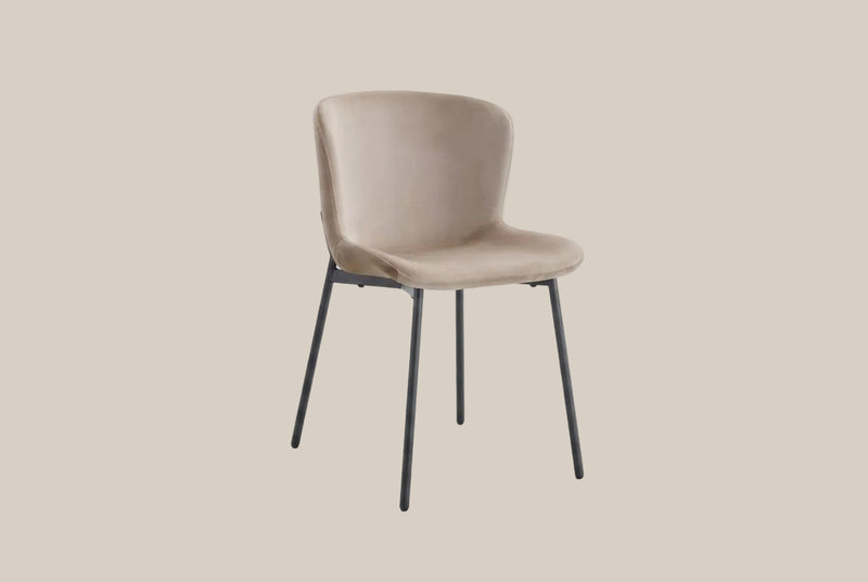 Rosemont — Chaise en velours moka, piètement métal noir