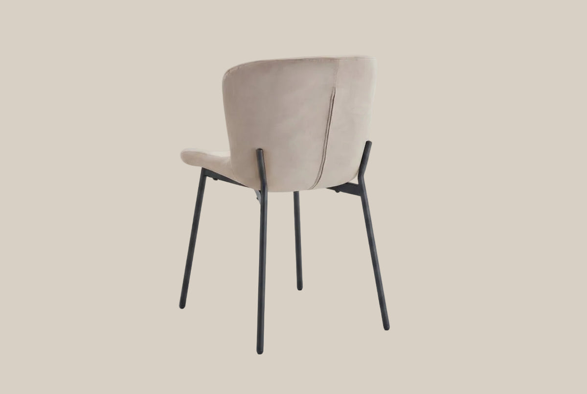 Rosemont — Chaise en velours moka, piètement métal noir — vue 3