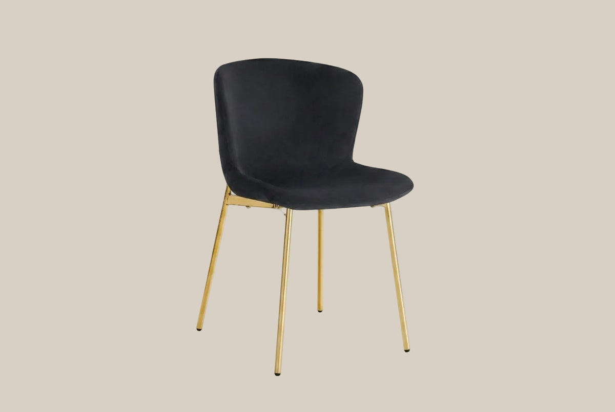 Rosemont — Chaise en velours noir, piètement gold — vue 2