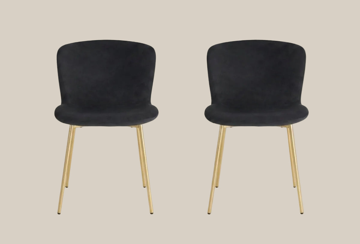 Rosemont — Chaise en velours noir, piètement gold — vue 4