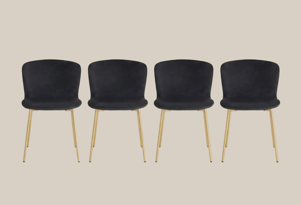 Rosemont — Chaise en velours noir, piètement gold — vue 5