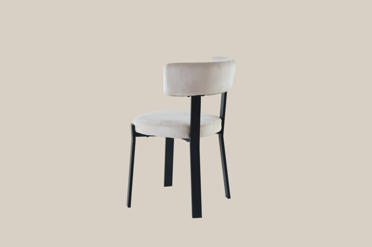 Sandhurst — Chaise en velours beige, piètement métal noir — vue 3