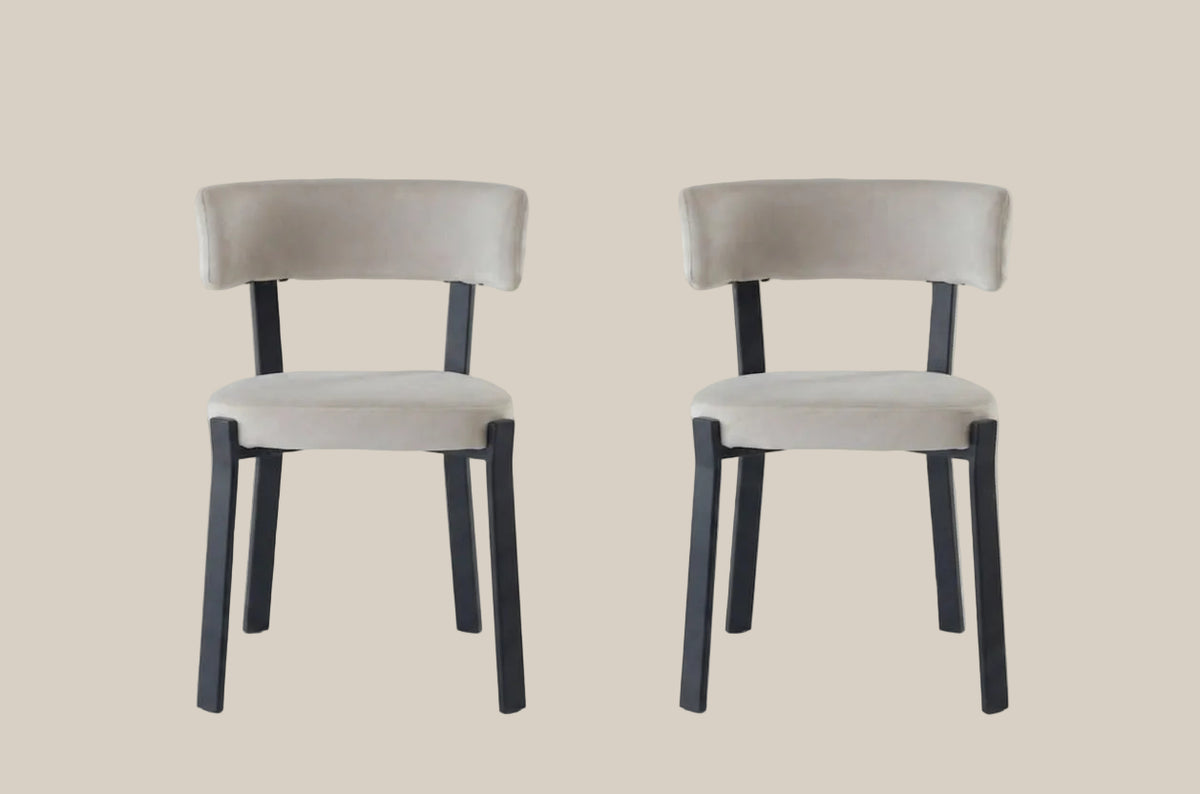 Sandhurst — Chaise en velours beige, piètement métal noir — vue 4