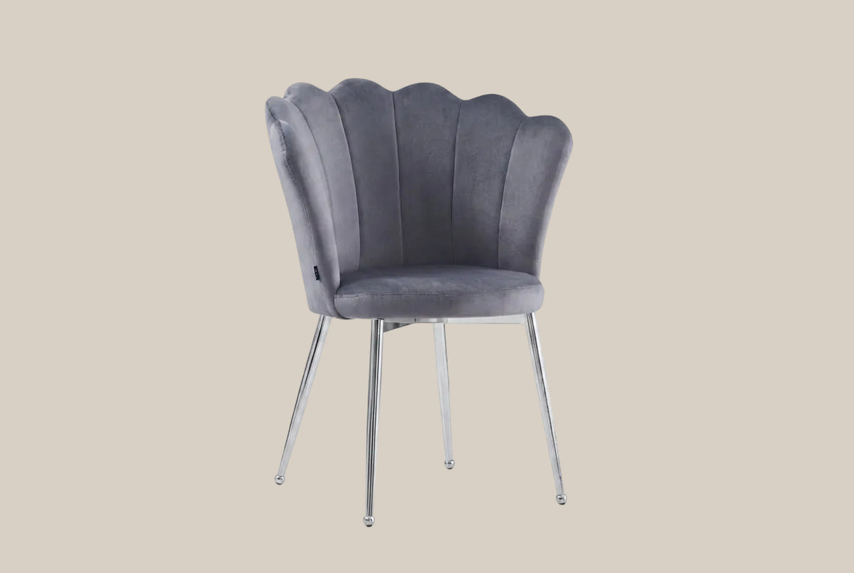 Tavistock — Chaise en velours argenté, piètement chromé — vue 2