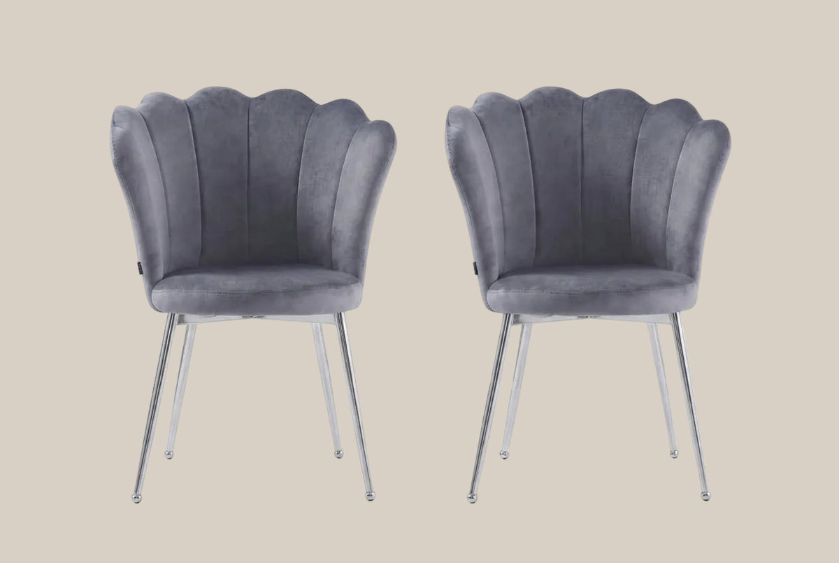 Tavistock — Chaise en velours argenté, piètement chromé — vue 3