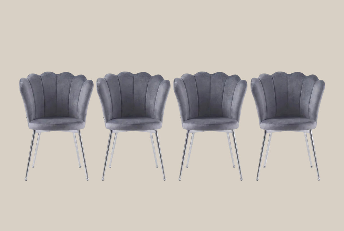 Tavistock — Chaise en velours argenté, piètement chromé — vue 4