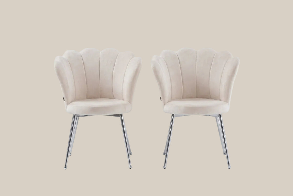 Tavistock — Chaise en velours beige, piètement chromé — vue 3