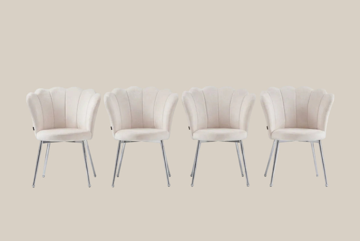 Tavistock — Chaise en velours beige, piètement chromé — vue 4