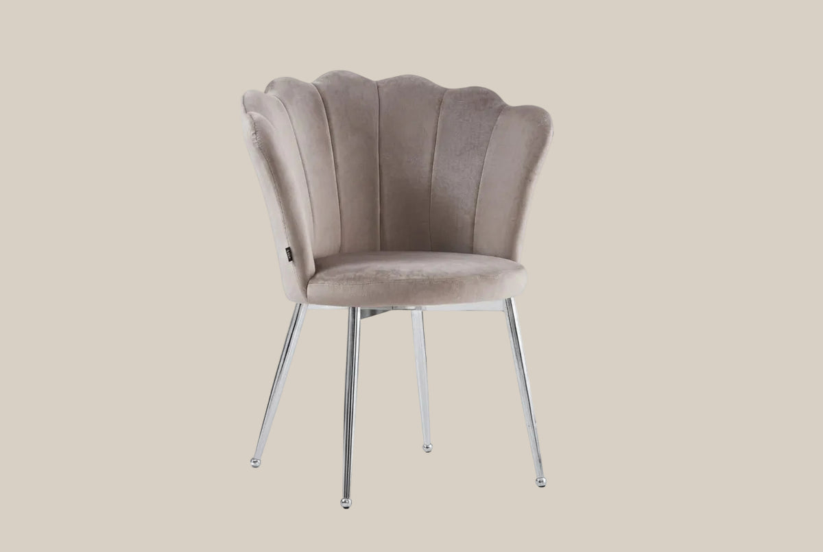 Tavistock — Chaise en velours moka, piètement chromé — vue 2