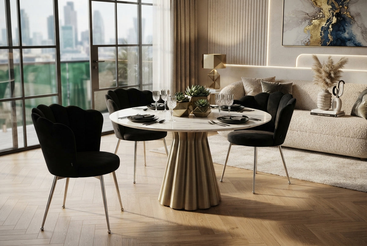 Tavistock — Chaise en velours noir, piètement chromé — vue 1