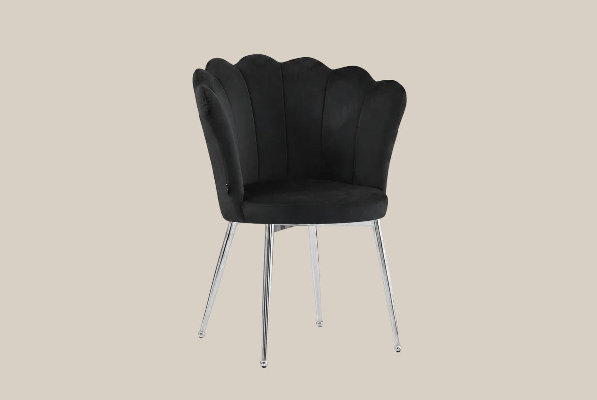 Tavistock — Chaise en velours noir, piètement chromé — vue 2