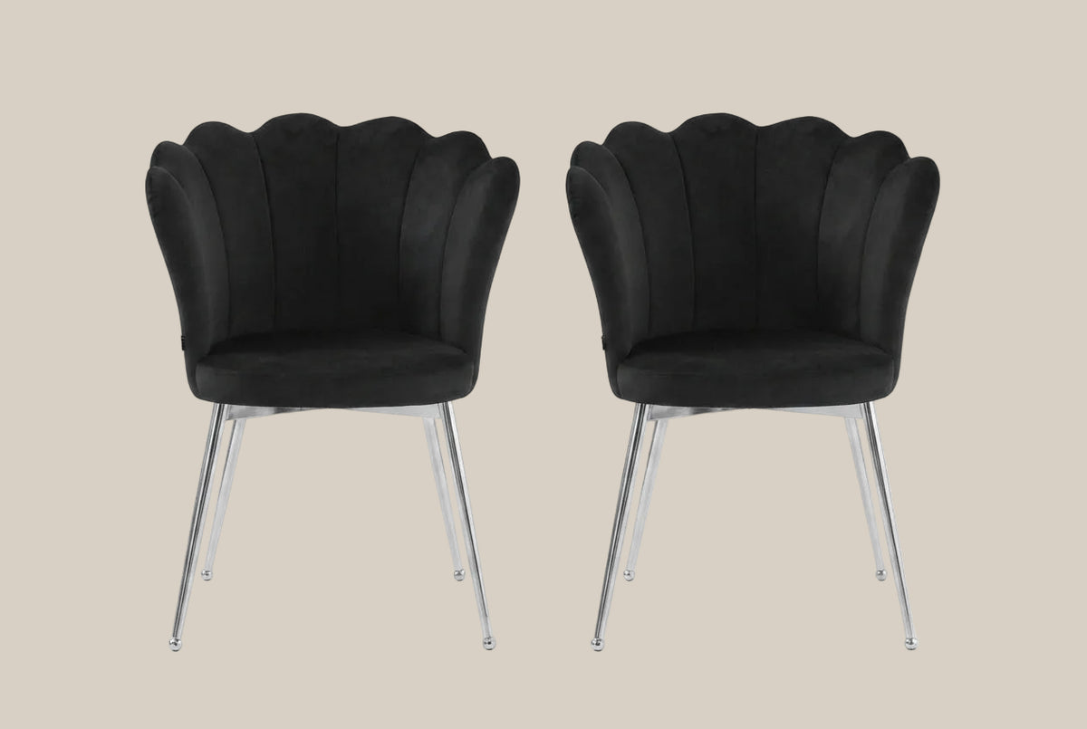 Tavistock — Chaise en velours noir, piètement chromé — vue 3