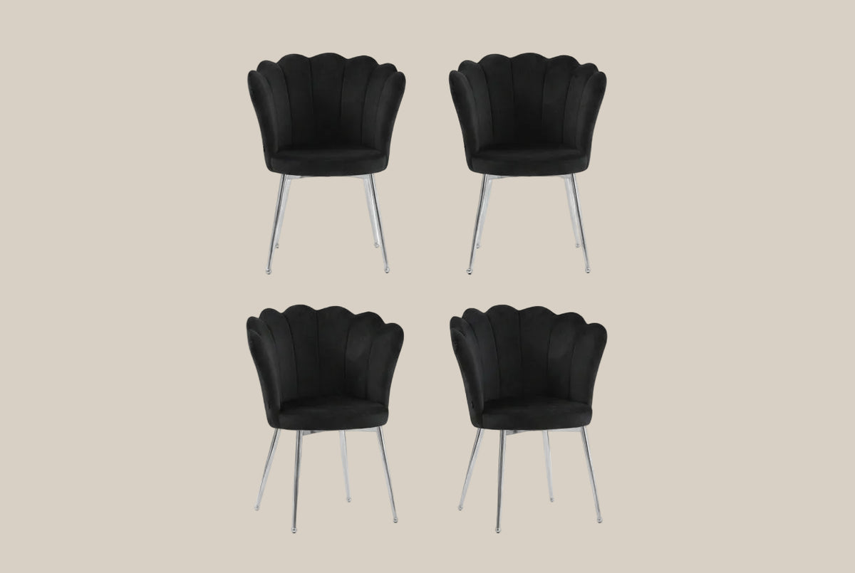 Tavistock — Chaise en velours noir, piètement chromé — vue 4