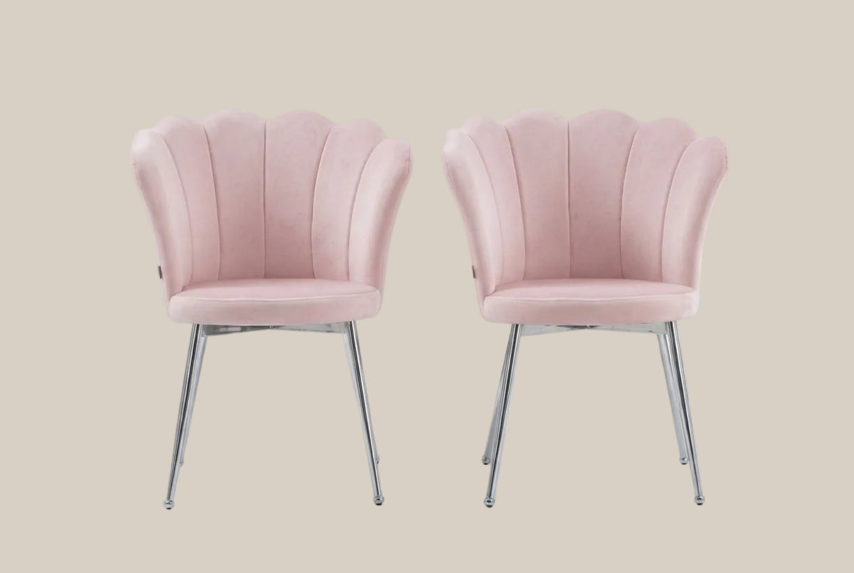 Tavistock — Chaise en velours rose, piètement chromé — vue 3