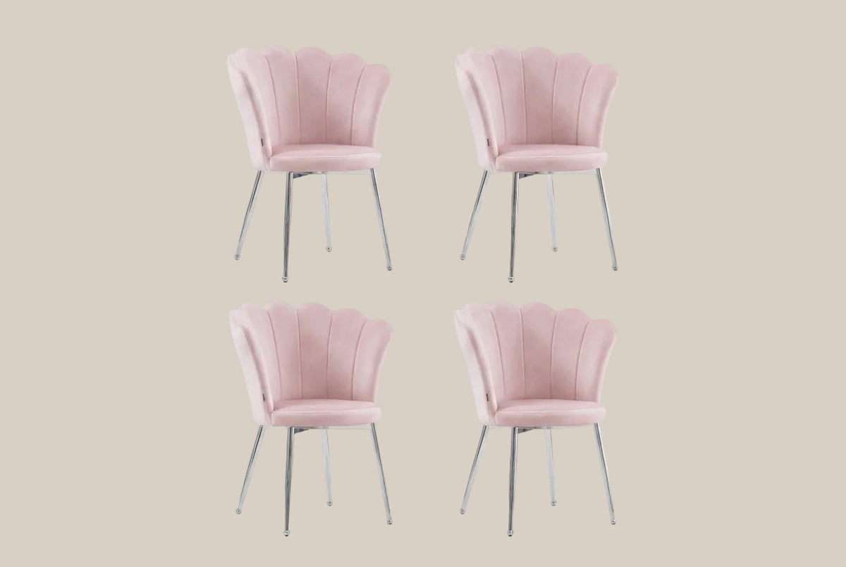 Tavistock — Chaise en velours rose, piètement chromé — vue 4