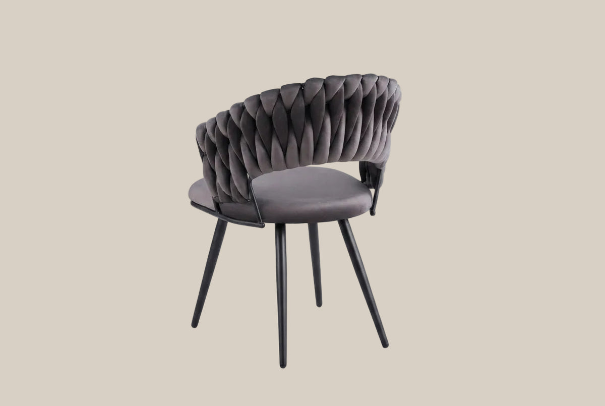 Underwood — Chaise en velours anthracite, piètement métal noir — vue 5