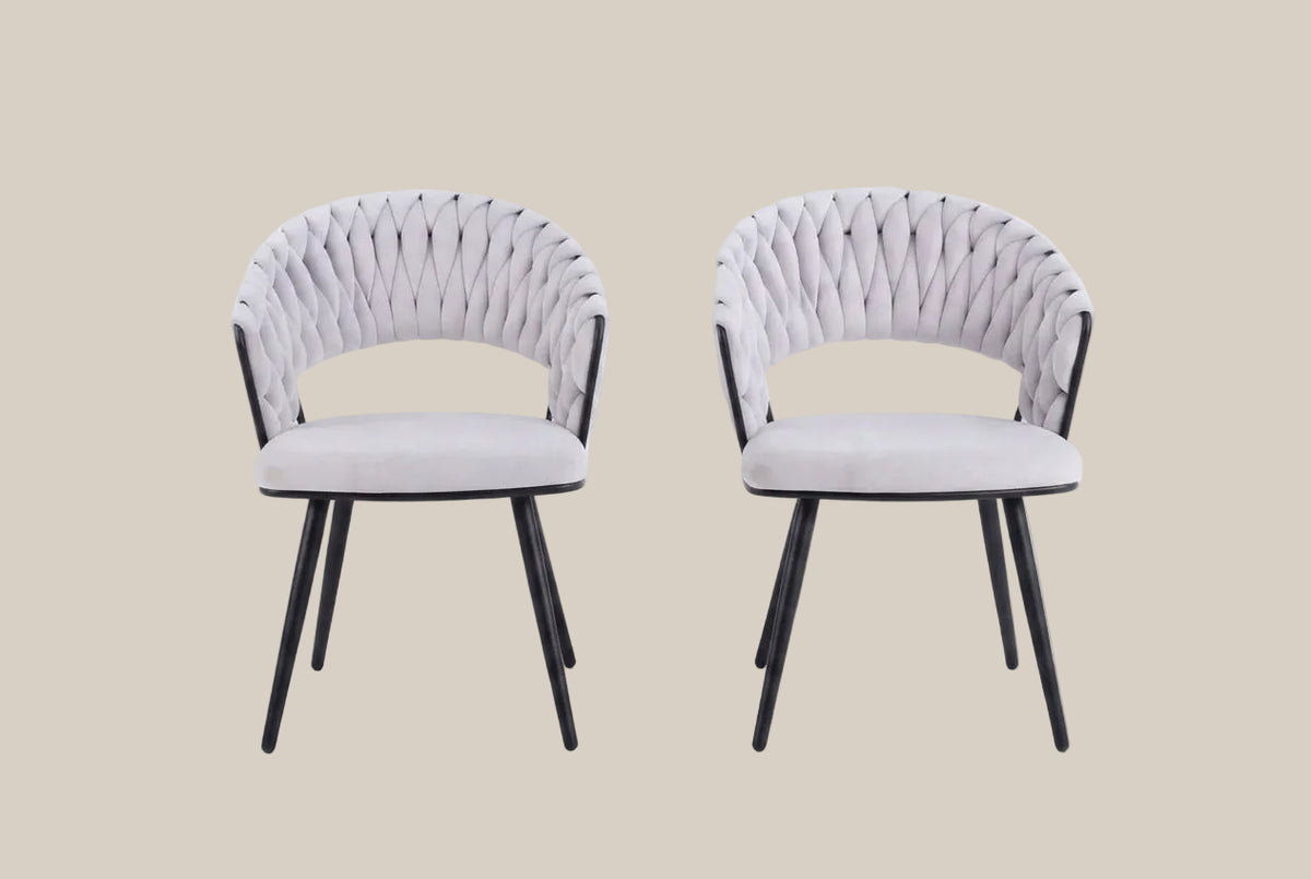 Underwood — Chaise en velours gris clair, piètement métal noir — vue 3