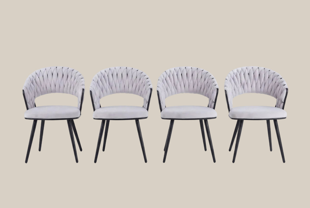 Underwood — Chaise en velours gris clair, piètement métal noir — vue 4