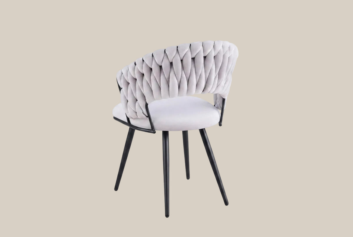 Underwood — Chaise en velours gris clair, piètement métal noir — vue 5