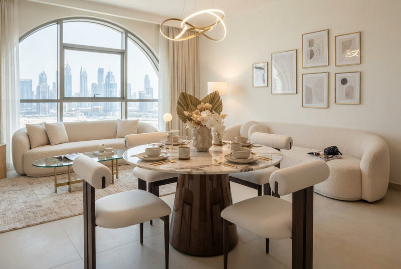 Vintershaw — Chaise en velours beige, piètement effet noyer en situation