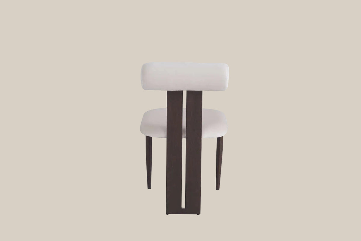 Vintershaw — Chaise en velours beige, piètement effet noyer — vue 3