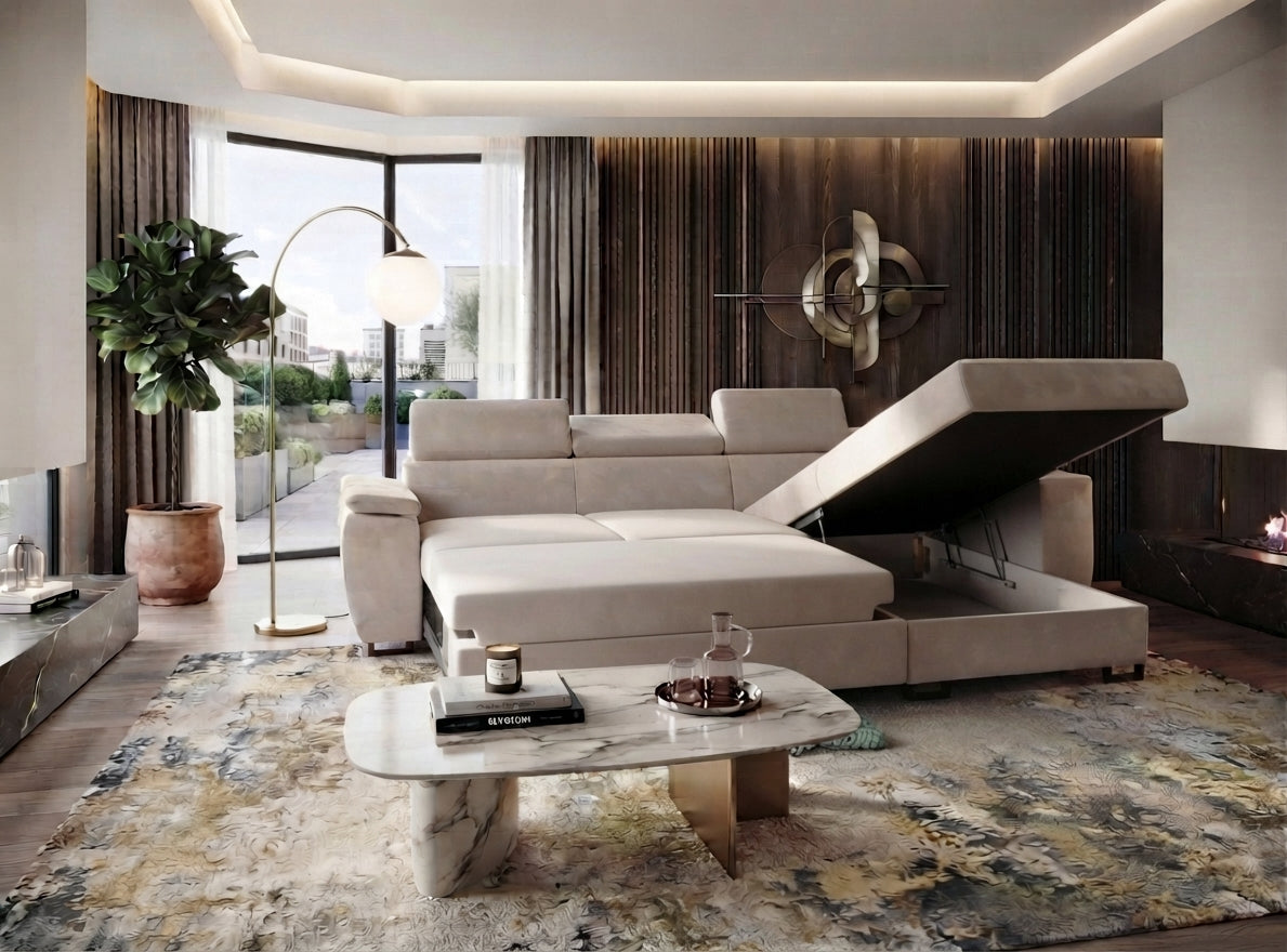 Westwood – Canapé d'angle convertible en velours — vue 3