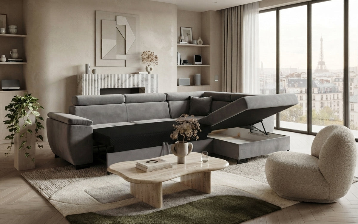 Westwood – Canapé d'angle convertible en velours — vue 7
