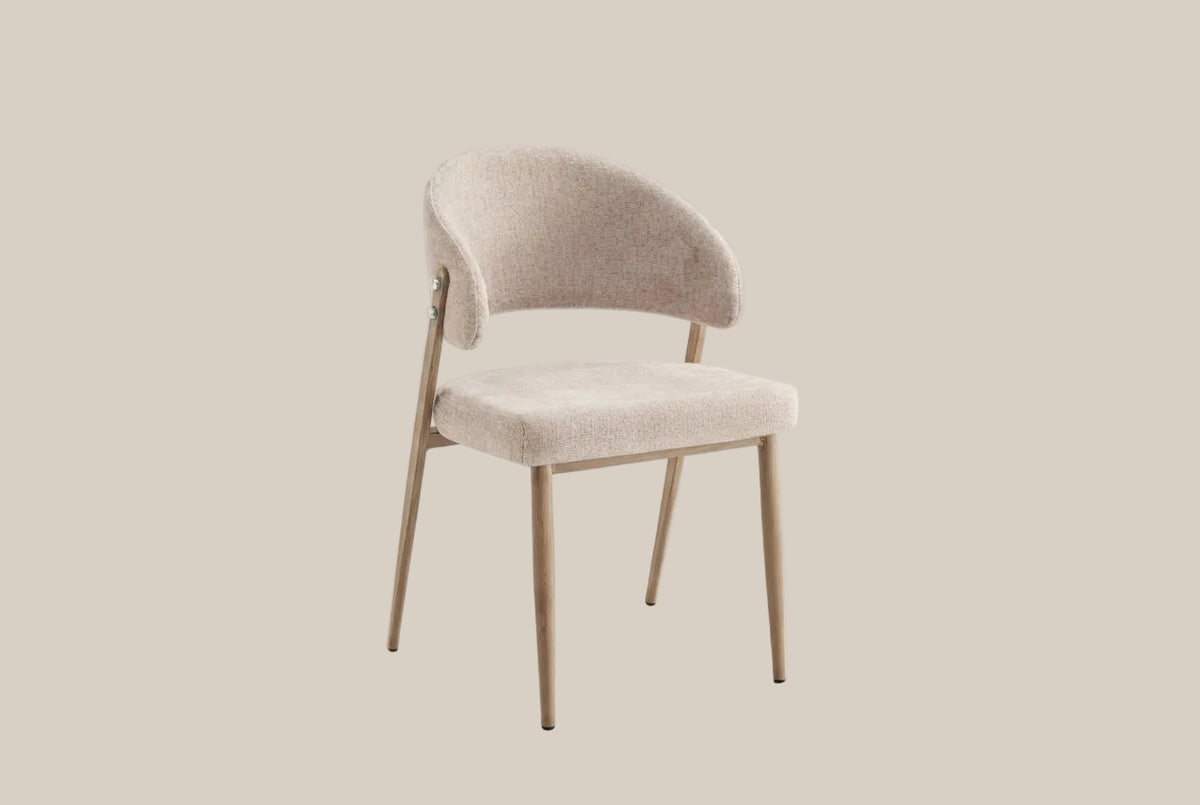 Winford — Chaise en tissu marbella marron glacé, piètement effet bois — vue 2